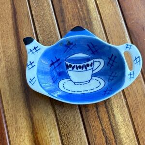 Hand Painted Blue & White Tea Bag Holder Made in Thailand